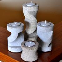 The finished set of Carved Sandstone Candle Holders